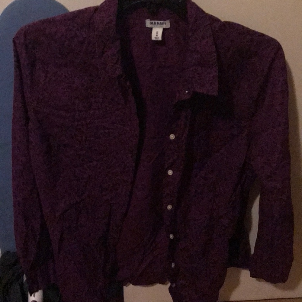 Dark Purple Paisley Button Up